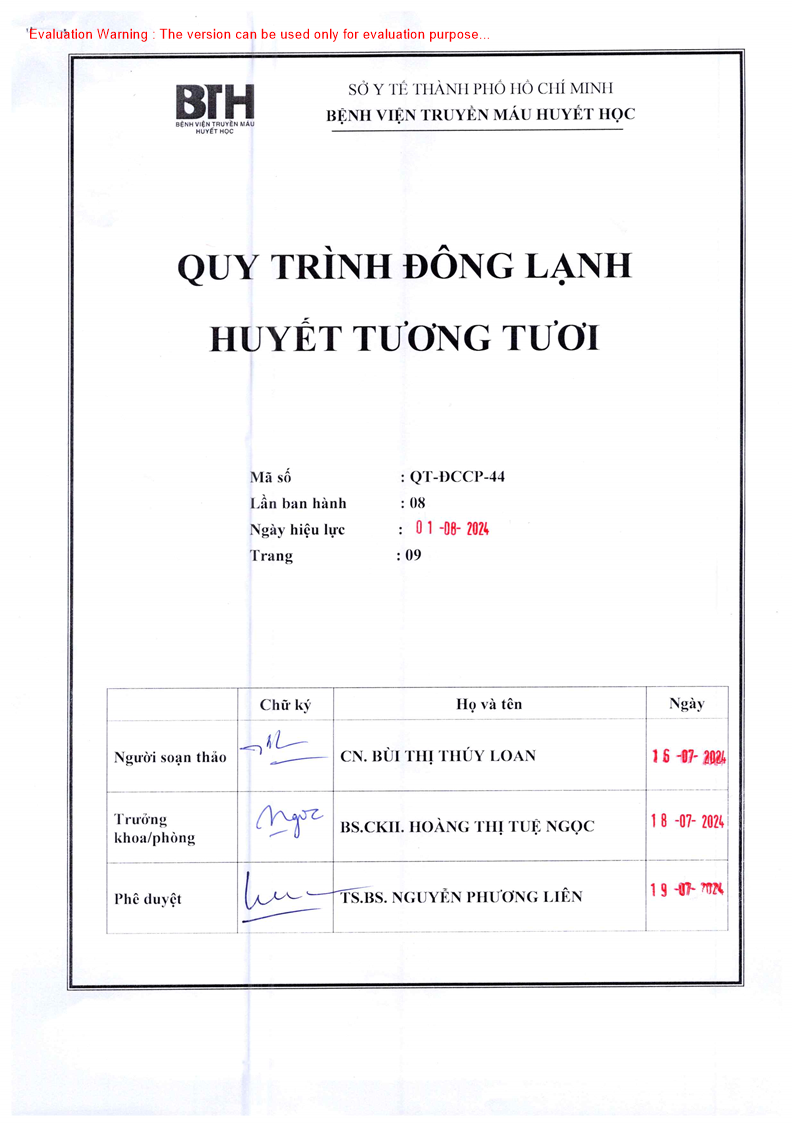 Quy trình truyền huyết tương tươi đông lạnh: Cẩm nang chi tiết cho y tế hiện đại